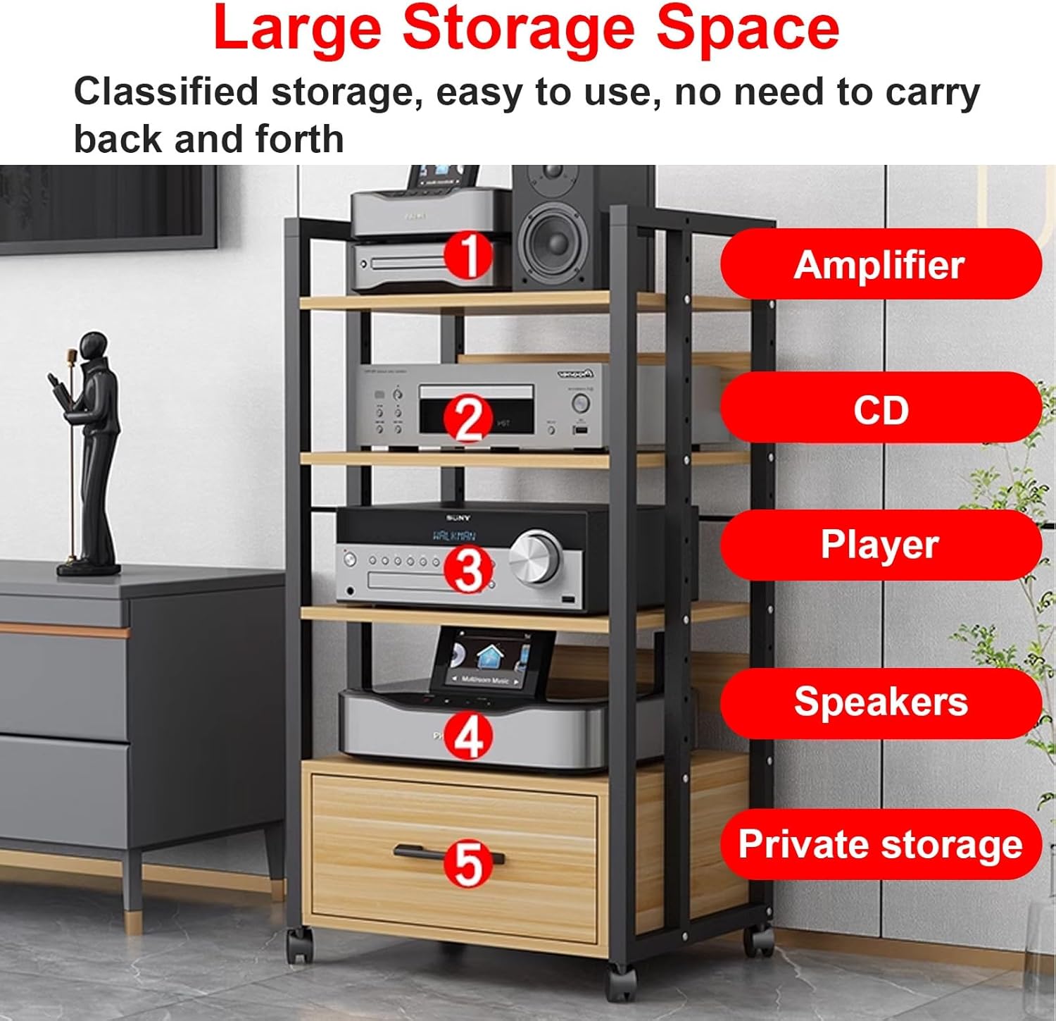 YIFAIIX Media Stand with Wheels