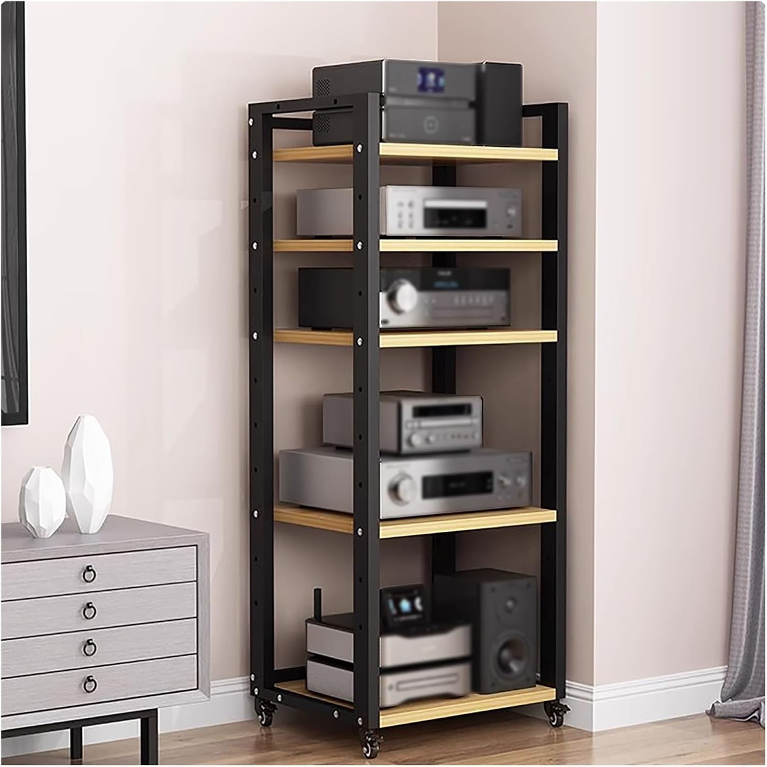 DFEDHF 5 Tier Tall Audio/Video Tower Corner Media Component Stand