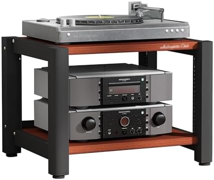 Corner Record Player Stand - TV Media Shelf & Stereo Cabinet - Audio Rack for Living Room