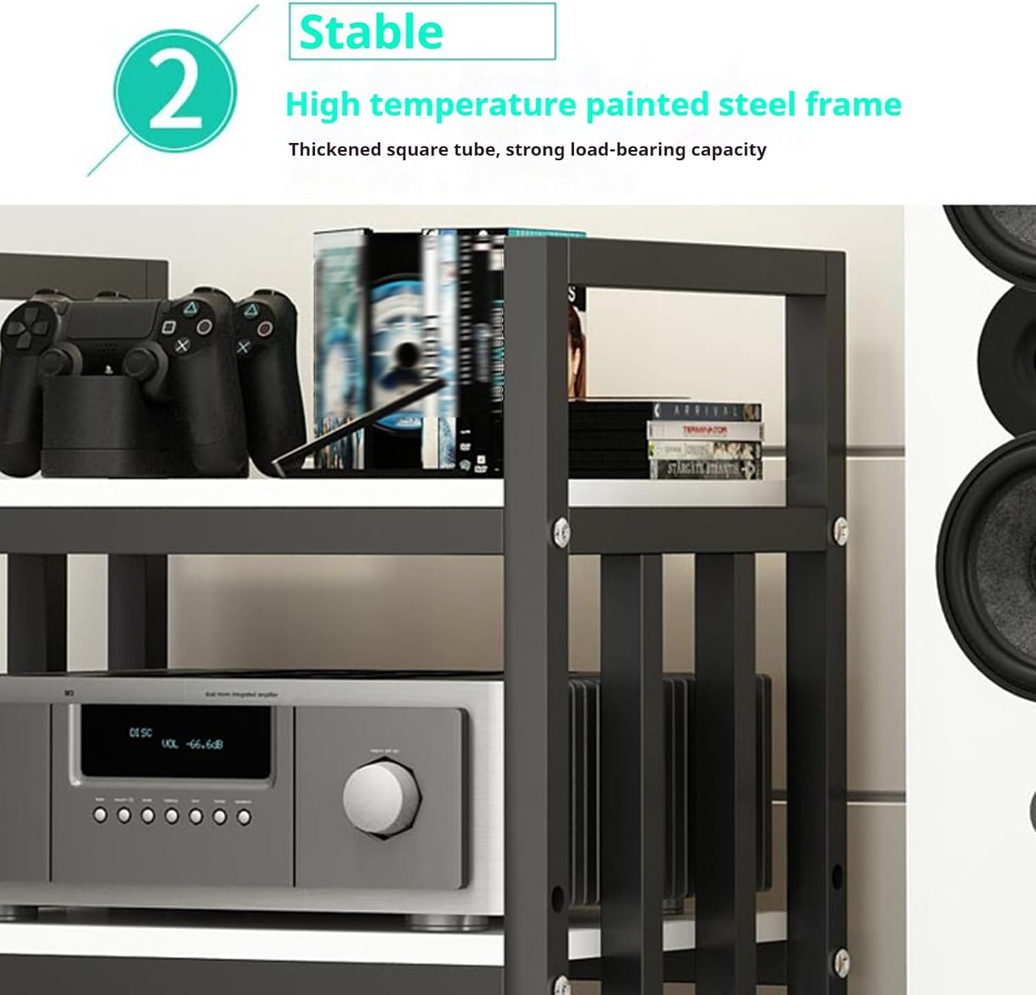 Zdlopteron 4 Tier Metal Stereo Media Stand with Adjustable Shelves