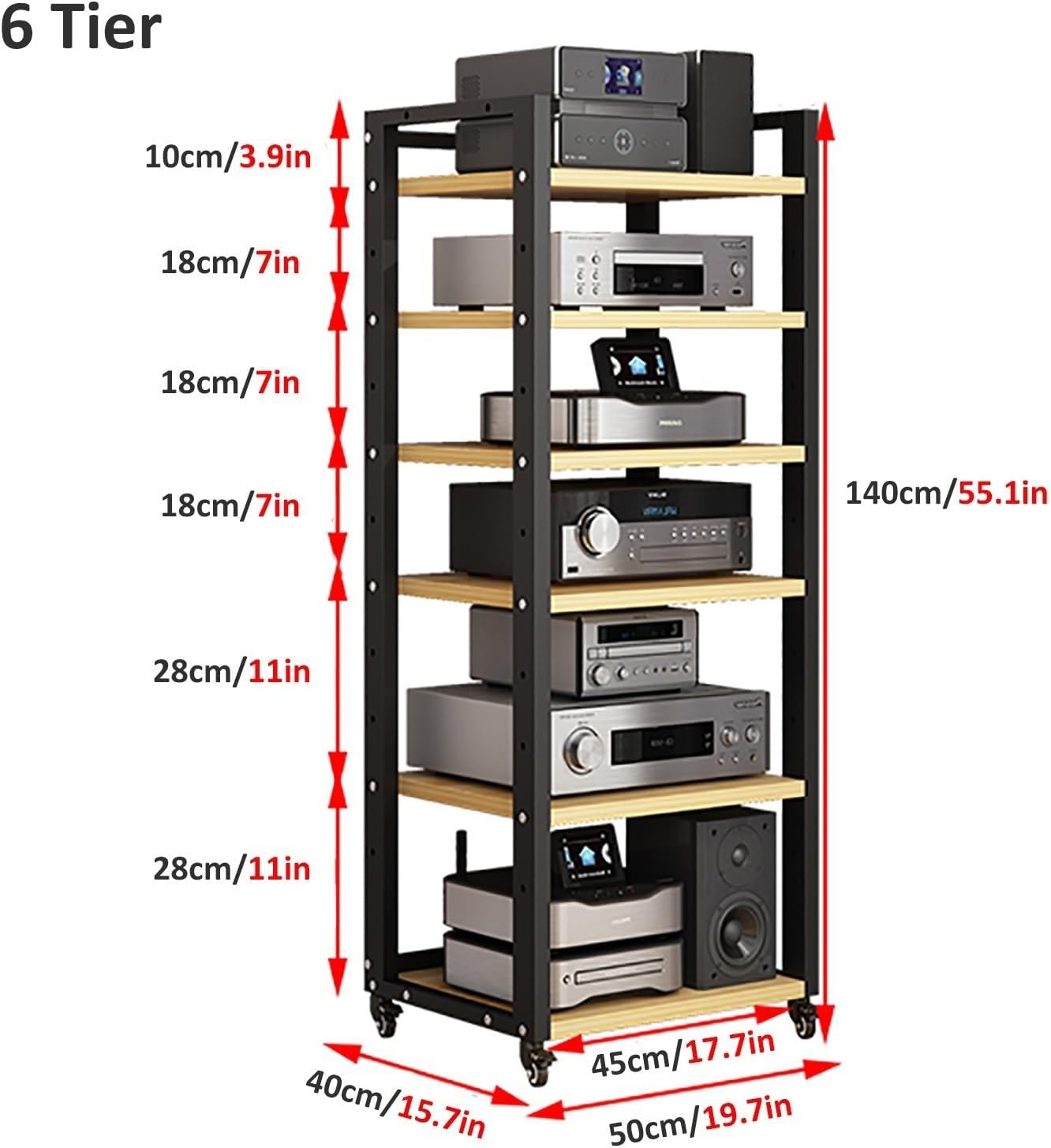 OMKUOSYA 5 6 7 Tier AV Media Cabinet Stand