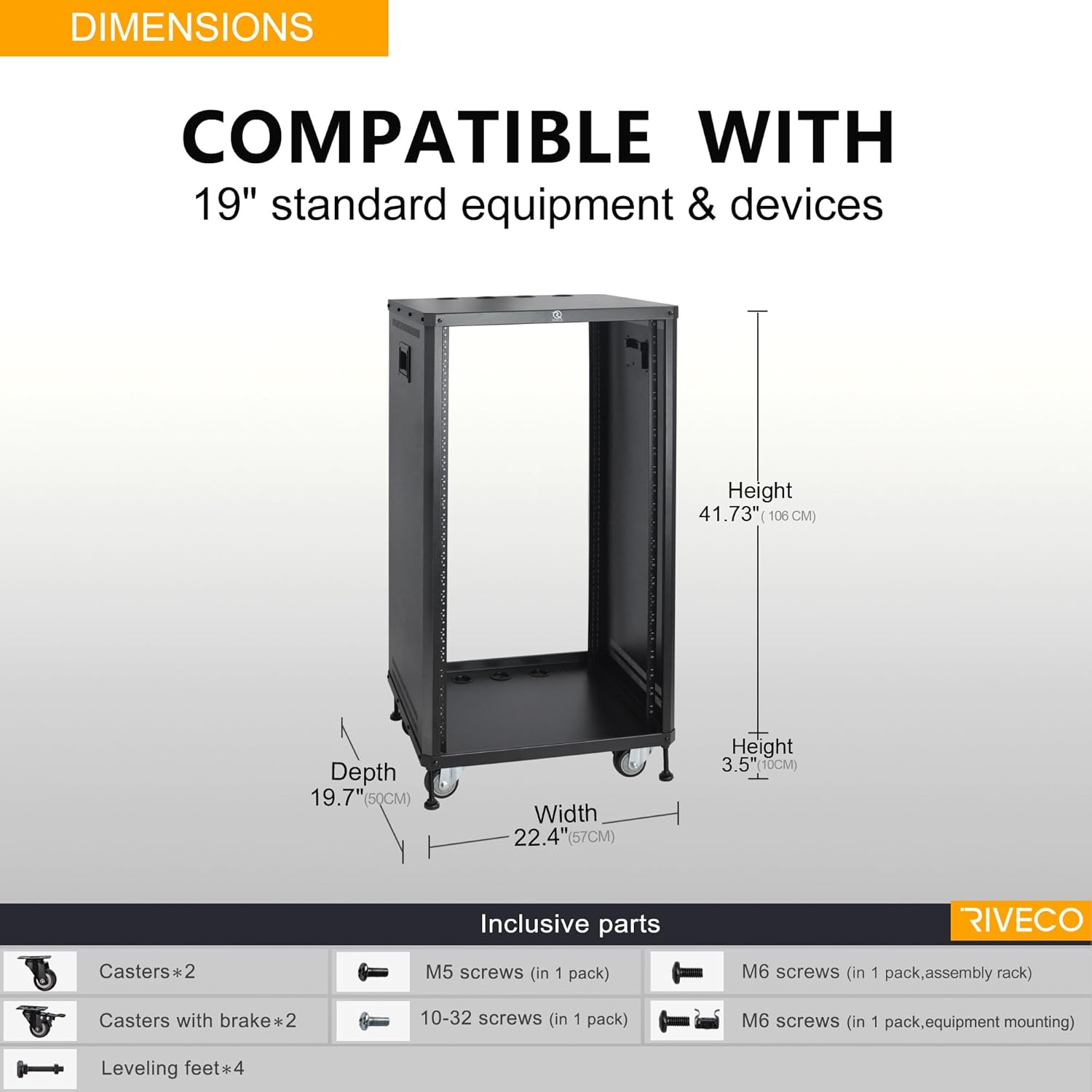 RIVECO POMU 22U Stereo & Server Rack with Caster Wheels