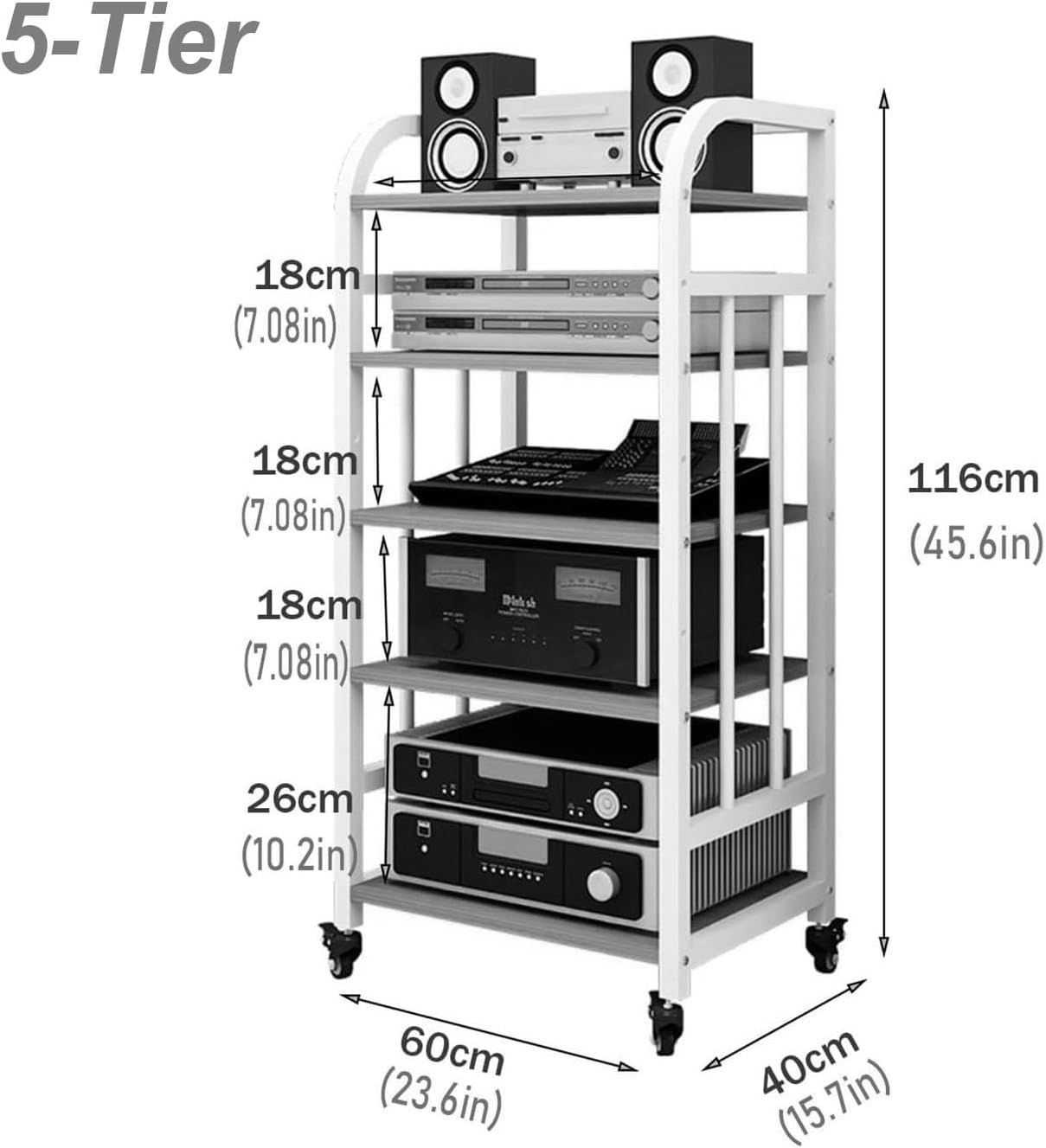Floor-Standing AV Media Stand Audio Rack CD Player Stand With Height Adjustable