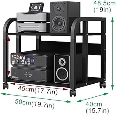 AV Media Shelf Audio-Video Shelving Stereo Stand Audio Tower Media Console Height-Adjustable Shelves Portable for Office Bedroom Living Room Recording Room(50x40x79cm)
