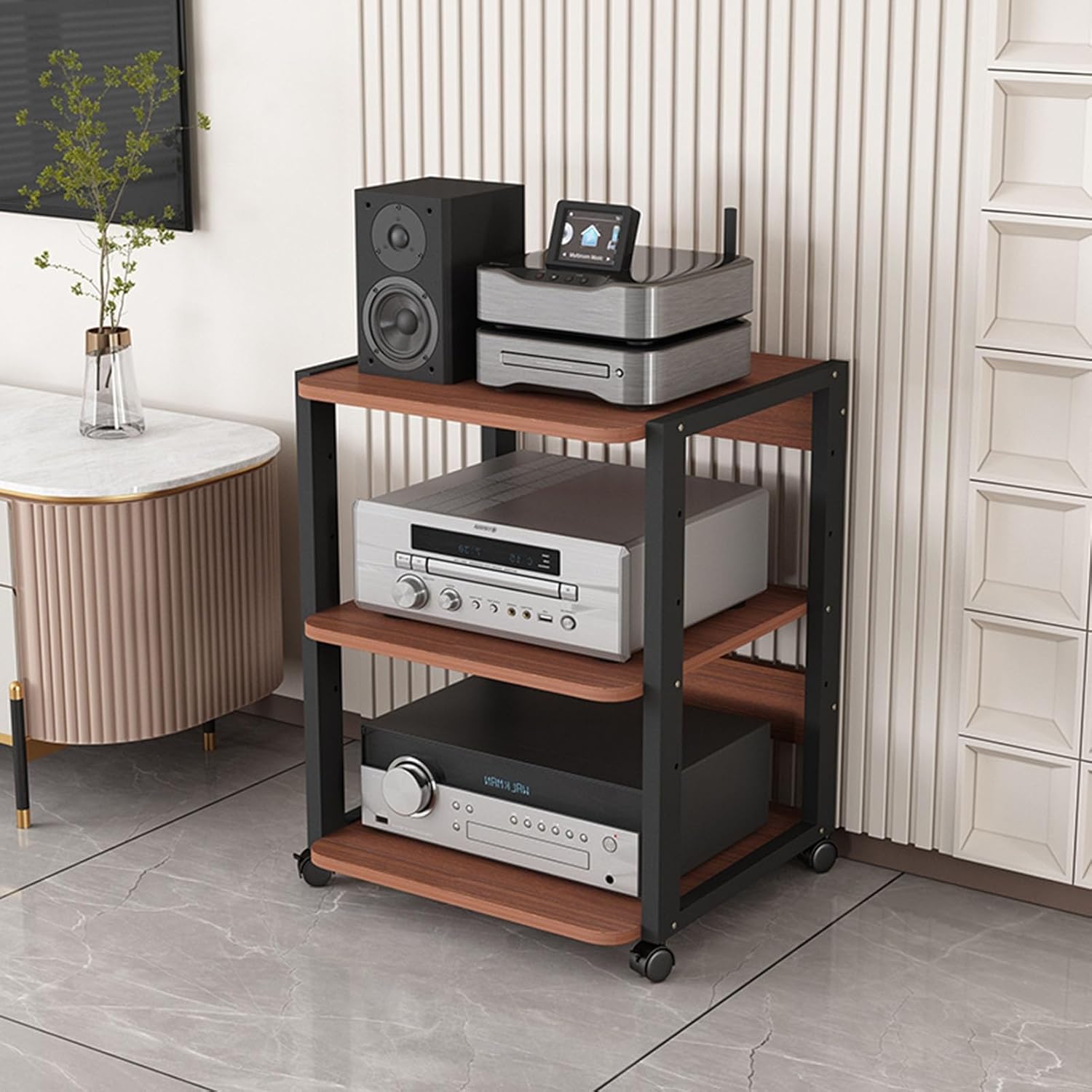 AErosx Movable AV Media Stand Corner Shelf for Record Player
