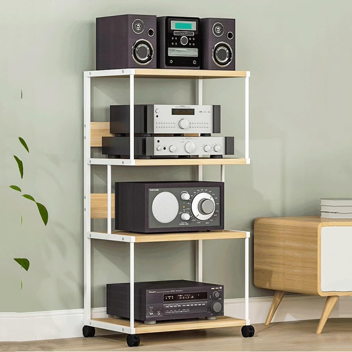 YLQFGUVWK 4-Tier AV Media Stand Corner Shelf/Video Component Cabinet