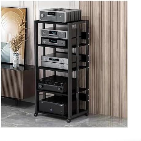 Modern Audio-Video Shelving AV Media Stand Stereo Racks with Open Storage Shelves Component Cabinet for Home
