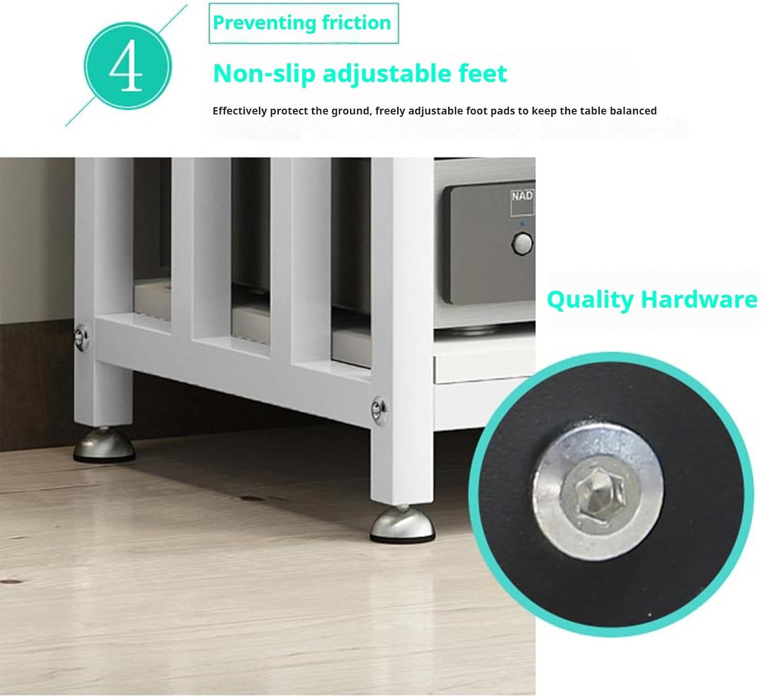 Zdlopteron 4 Tier Metal Stereo Media Stand with Adjustable Shelves