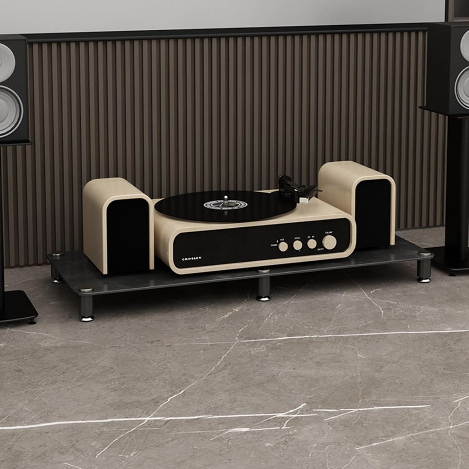 UYCVT 4-Media Stand White Entertainment Center Stylish Stereo Rack for Tv & Audio Equipment Spacious Storage Cabinet 120X45X73.5 Cm Perfect for Home Theater-Black-120x45x10cm