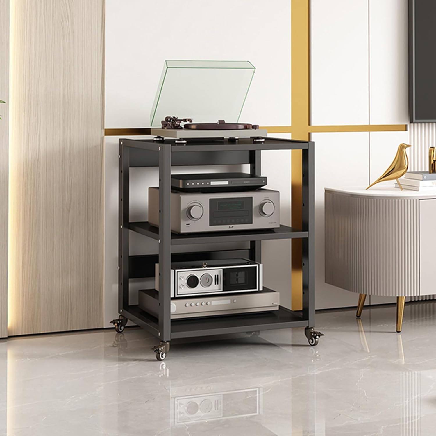 UYCVT Movable Media Stand Movable Media Cabinet