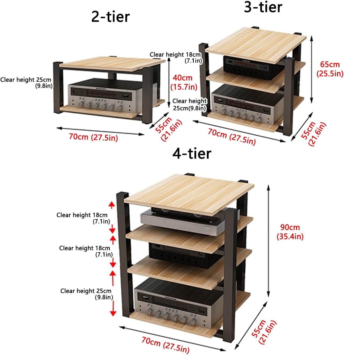 GUAWJRZDP 2/3/4 Tier Media Stand