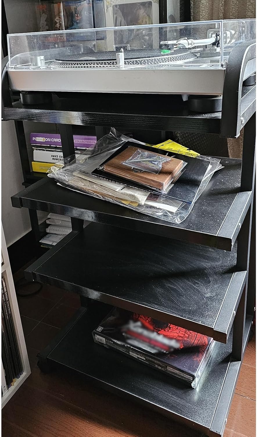 ZJKXJH Stereo Cabinets with Brown Turntable Shelf