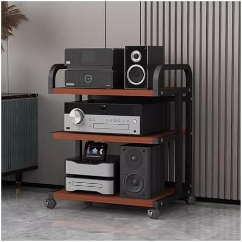 Audio Component Rack Tower Media Stereo Stand Equipment Shelf with Wheels