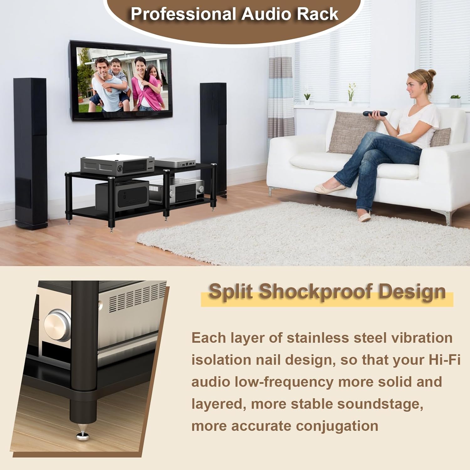 ZGZCQDSL 2 Tier Long AV Media Stand