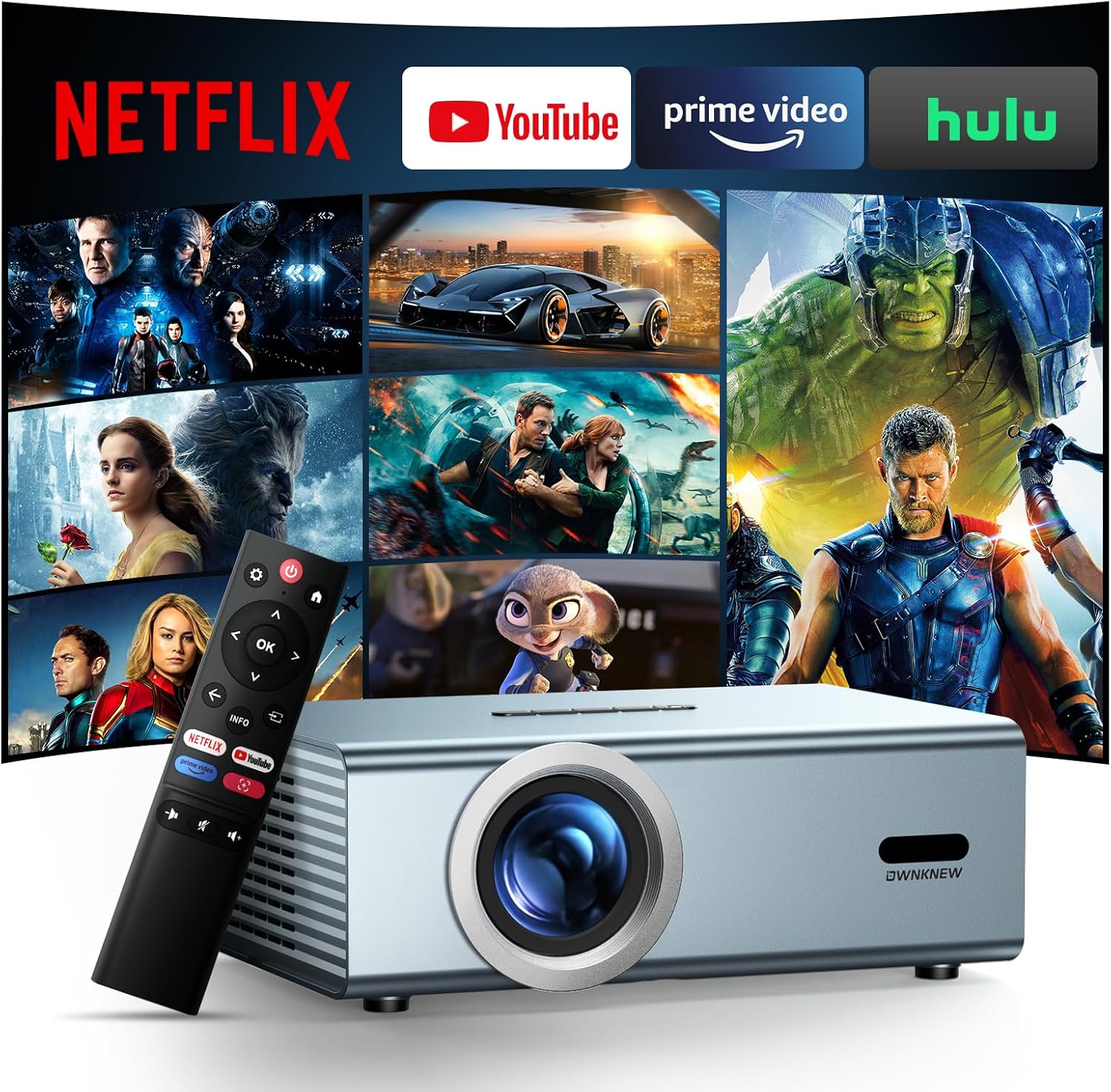 [Compatible with Netflix & Dolby Audio] Smart Projector with WiFi6 and Bluetooth5.3