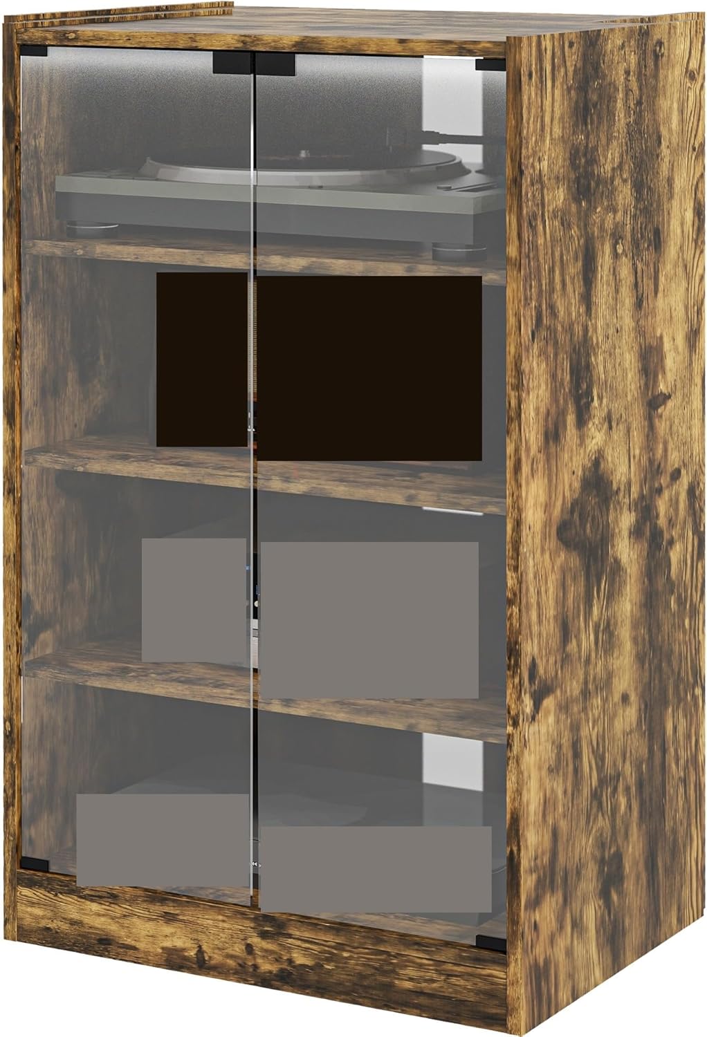 Retro Media Cabinet with 4-Tier Stereo