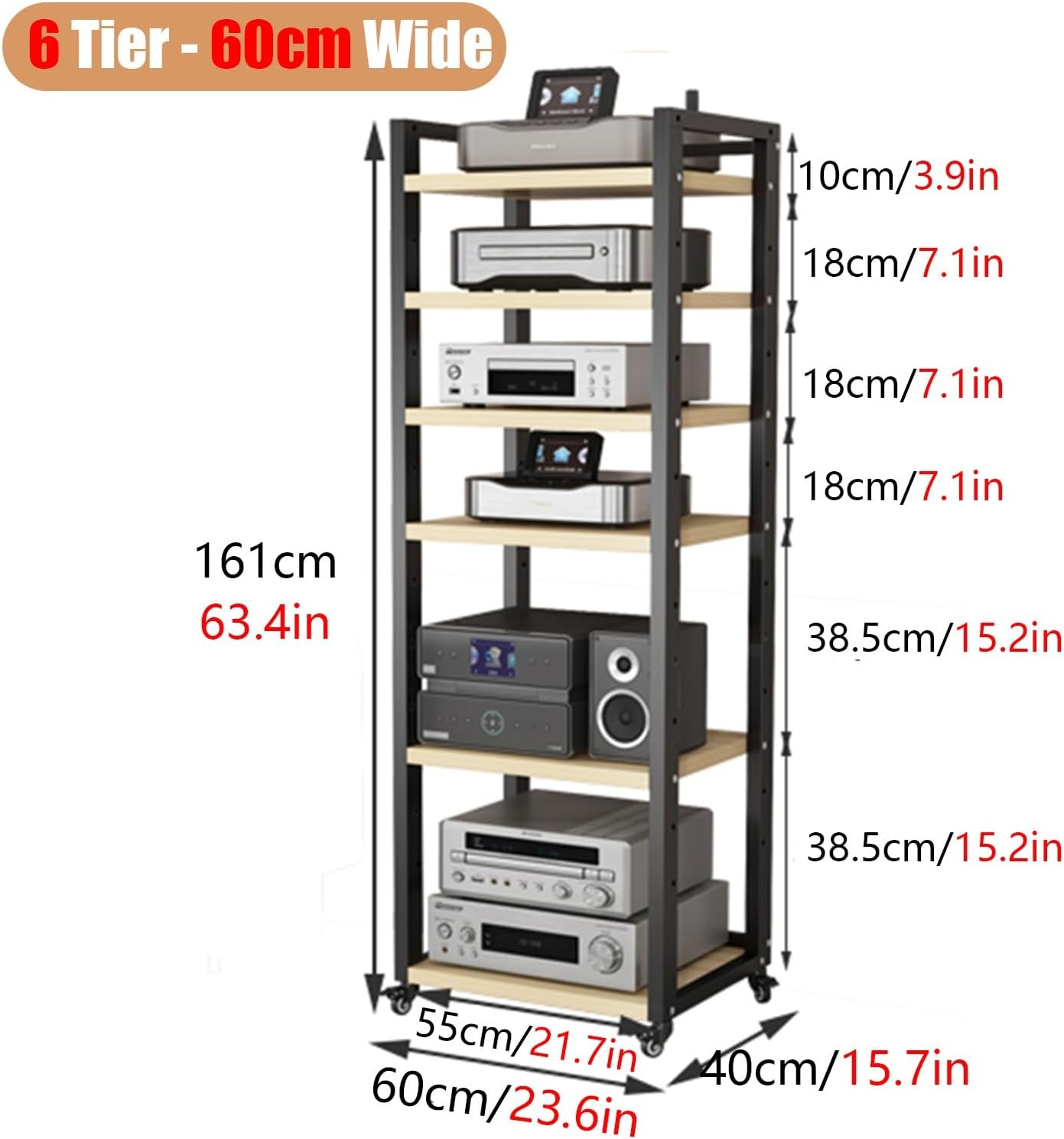ZJKXJH Stereo Rack Cabinet 63 Inch High
