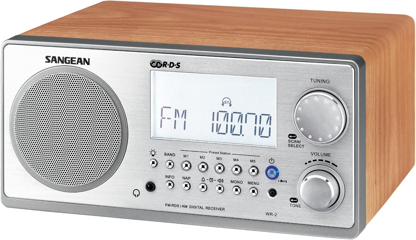 Sangean WR-2 AM / FM-RBDS Wooden Cabinet Digital Tuning Radio (Walnut)