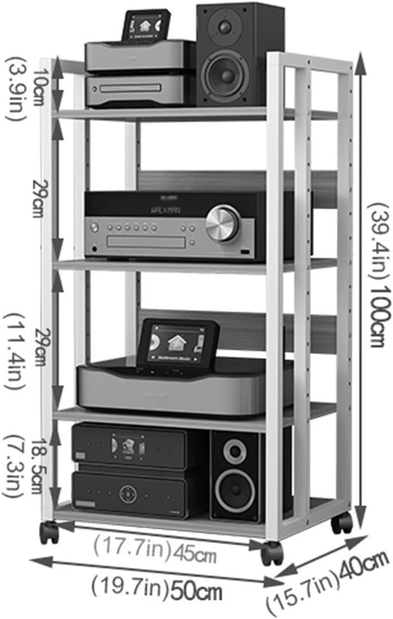 4/5-Tier Movable AV Media Stand Component Cabinet