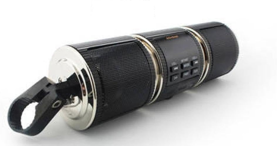 Universal Motorcycle Audio Player FM Radio AUX USB TF Card Compatible AUX in Display MP3 Music Waterproof MT487 Stereo Speaker Compatible with Motorcycle Models(Black)