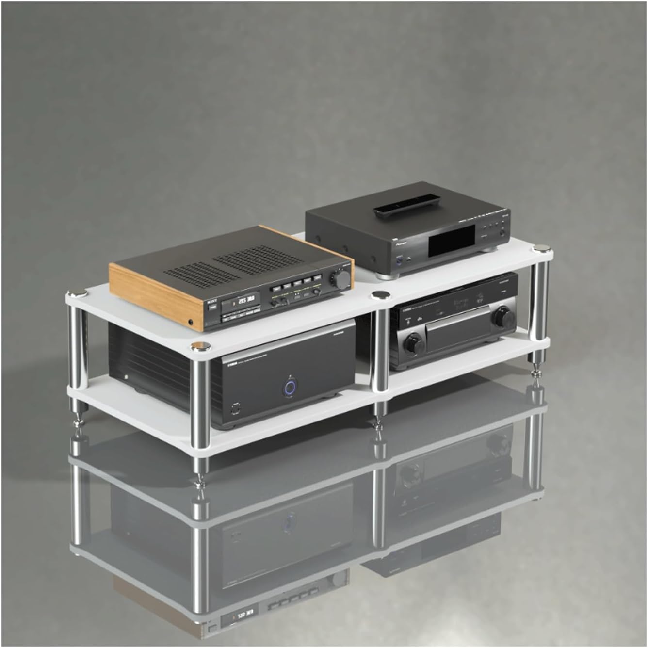 XMFBSY Medios Stereo Rack Audio-Video Media Stand Corner Tiered Shelves CD DVD Player Entertainment Components Cabinet for Game Console TV Box Xbox Organizer(White