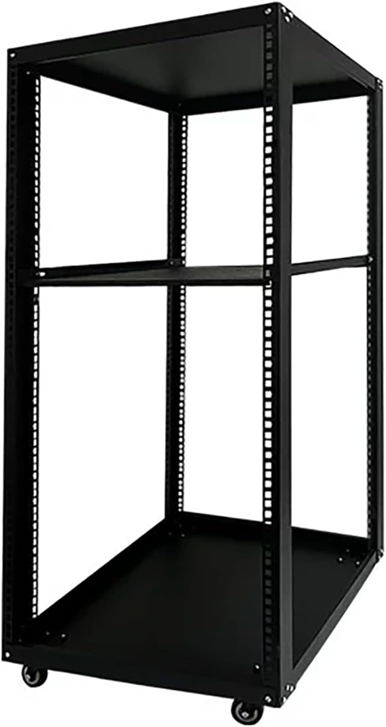 Adjustable Steel Audio Rack with Wheels - AV Media Stand & Storage Cabinet