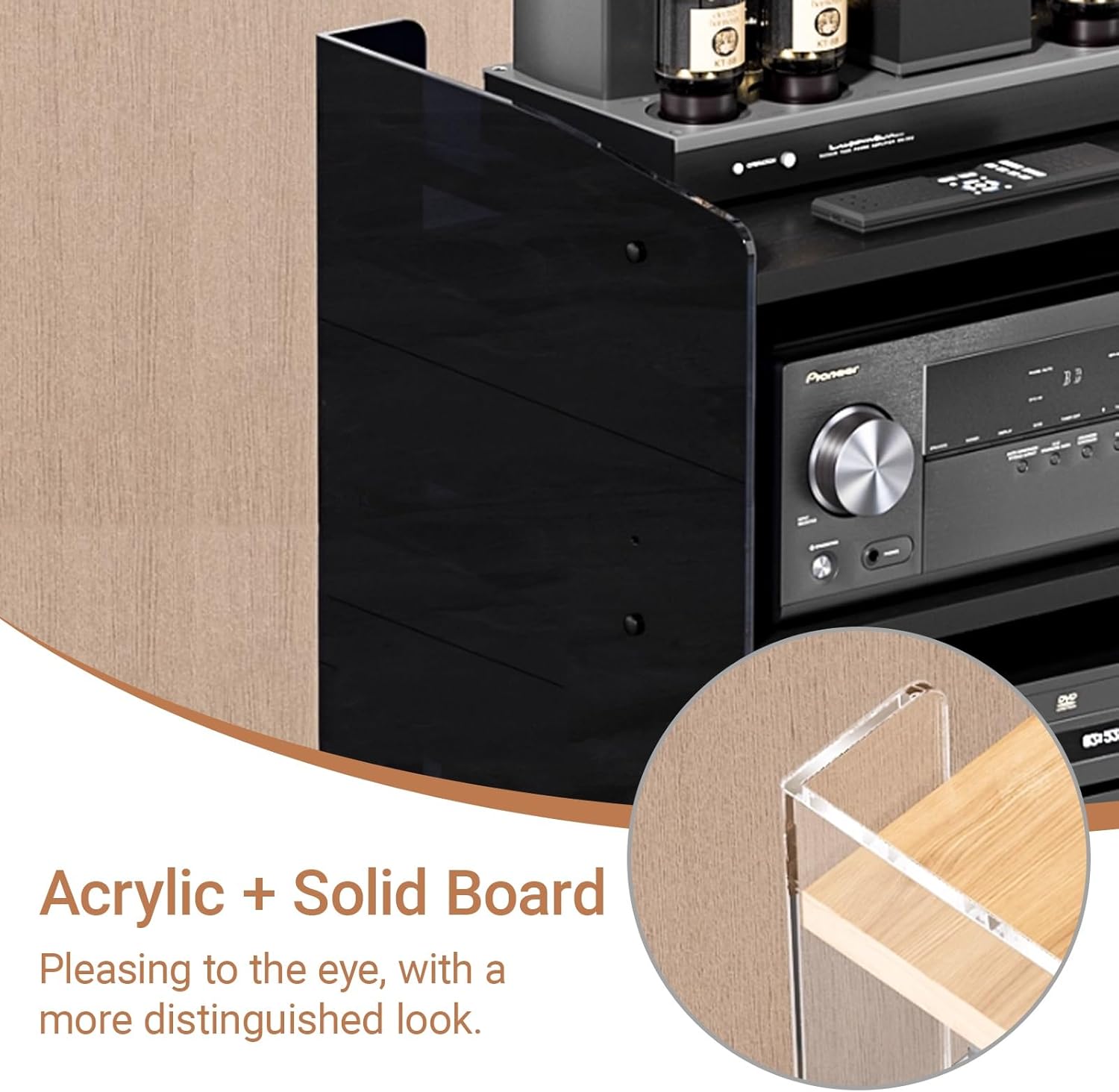 YITAYMLI 3/4 Tier AV Stereo Cabinet Acrylic Frame