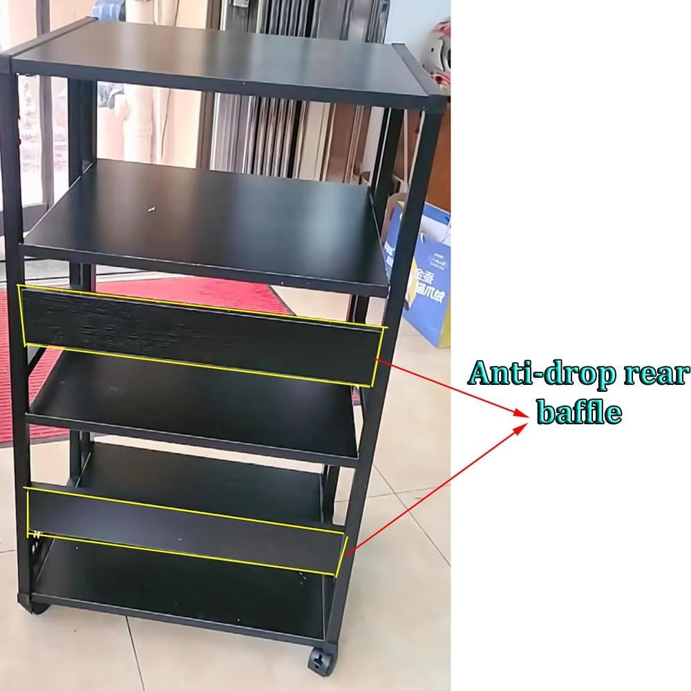 Heavy-Duty 5-Tier AV Media Cabinet on Wheels - Adjustable HiFi Audio Rack