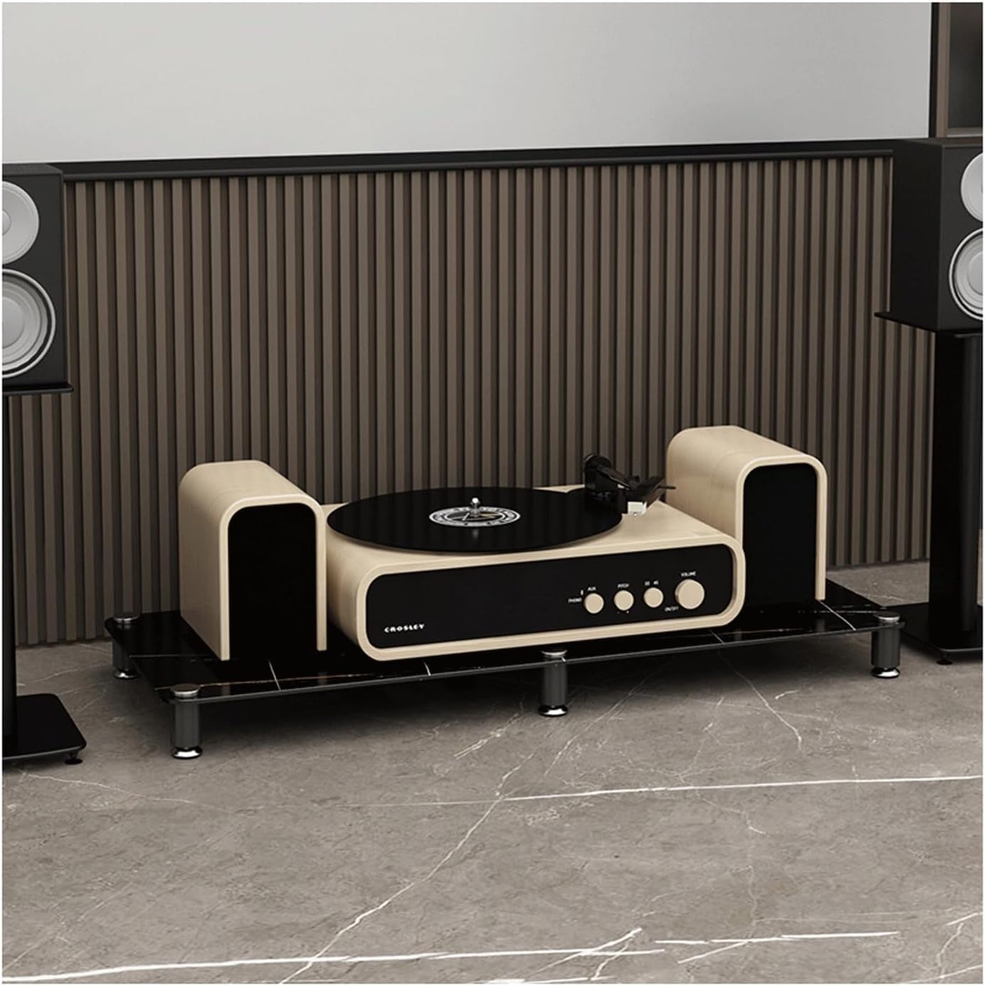 XMFBSY Medios Modern Audio Video Media Stand Audio-Video Shelving Audio Rack Media Shelves with Stone Plate & Carbon Steel Frame Stereo Stand Organizer(Multi-Colored