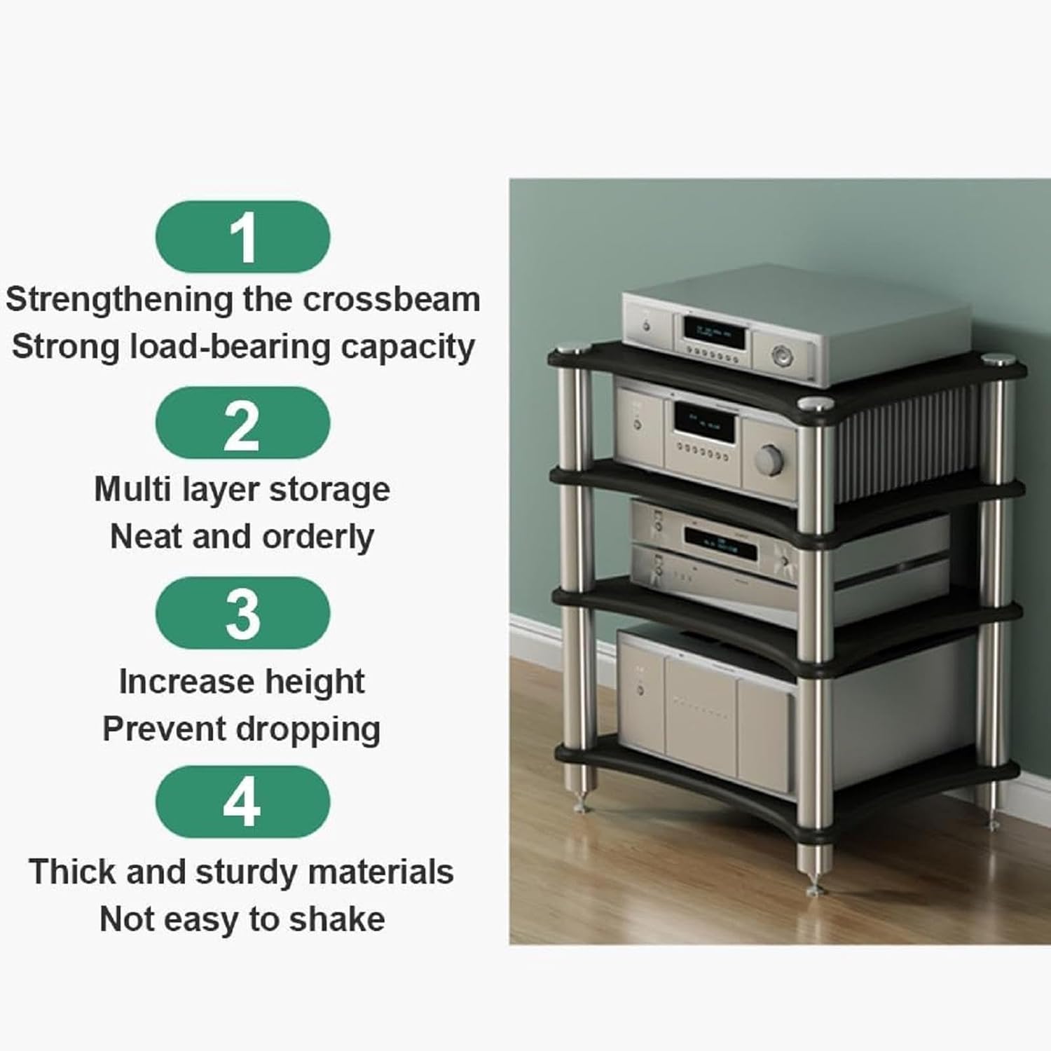 1 2 3 4 Tier AV Media Stand Component Cabinet