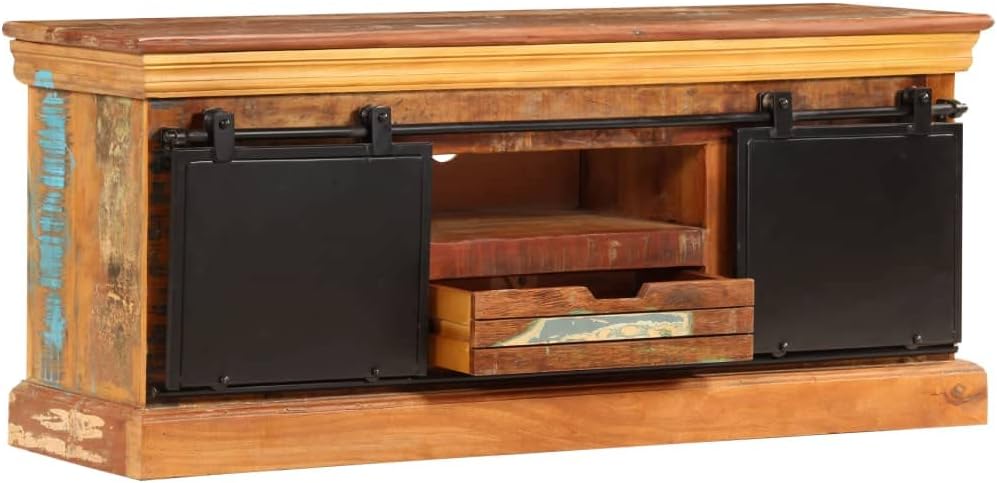 Vintage Reclaimed Wood TV Stand for Living Room