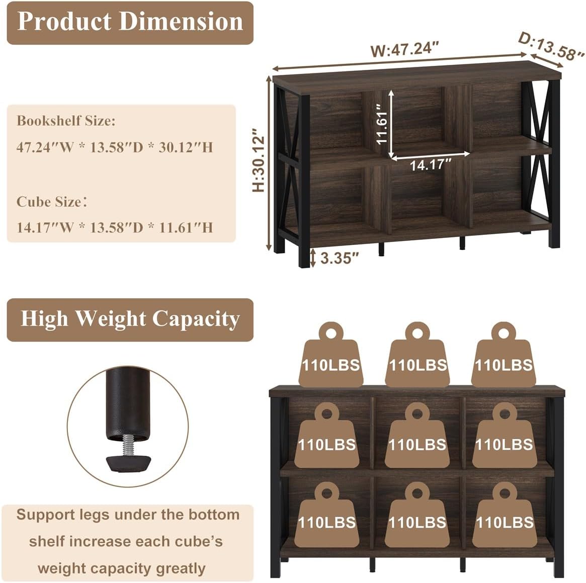 FATORRI 6 Cube Storage Organizer with Shelf