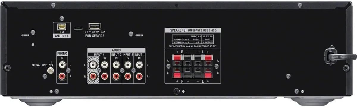 Sony STR-DH190 2-Channel Home Stereo Receiver with Phono Input and Bluetooth with Remote + 2 RCA Cables + 100' Speaker Wire Cables & Banana Plugs
