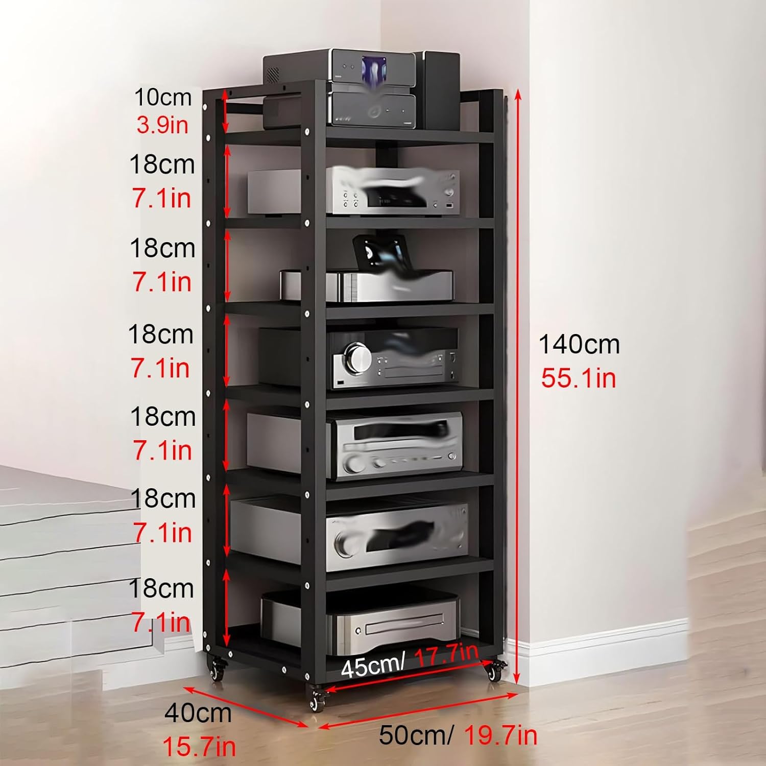 6-Tier Adjustable Corner Record Player Stand/AV Cabinet