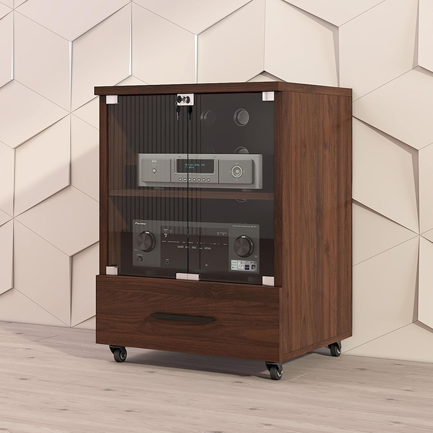 LIHDNGXM Heavy Duty Audio Rack On Wheels Modern AV Cabinet