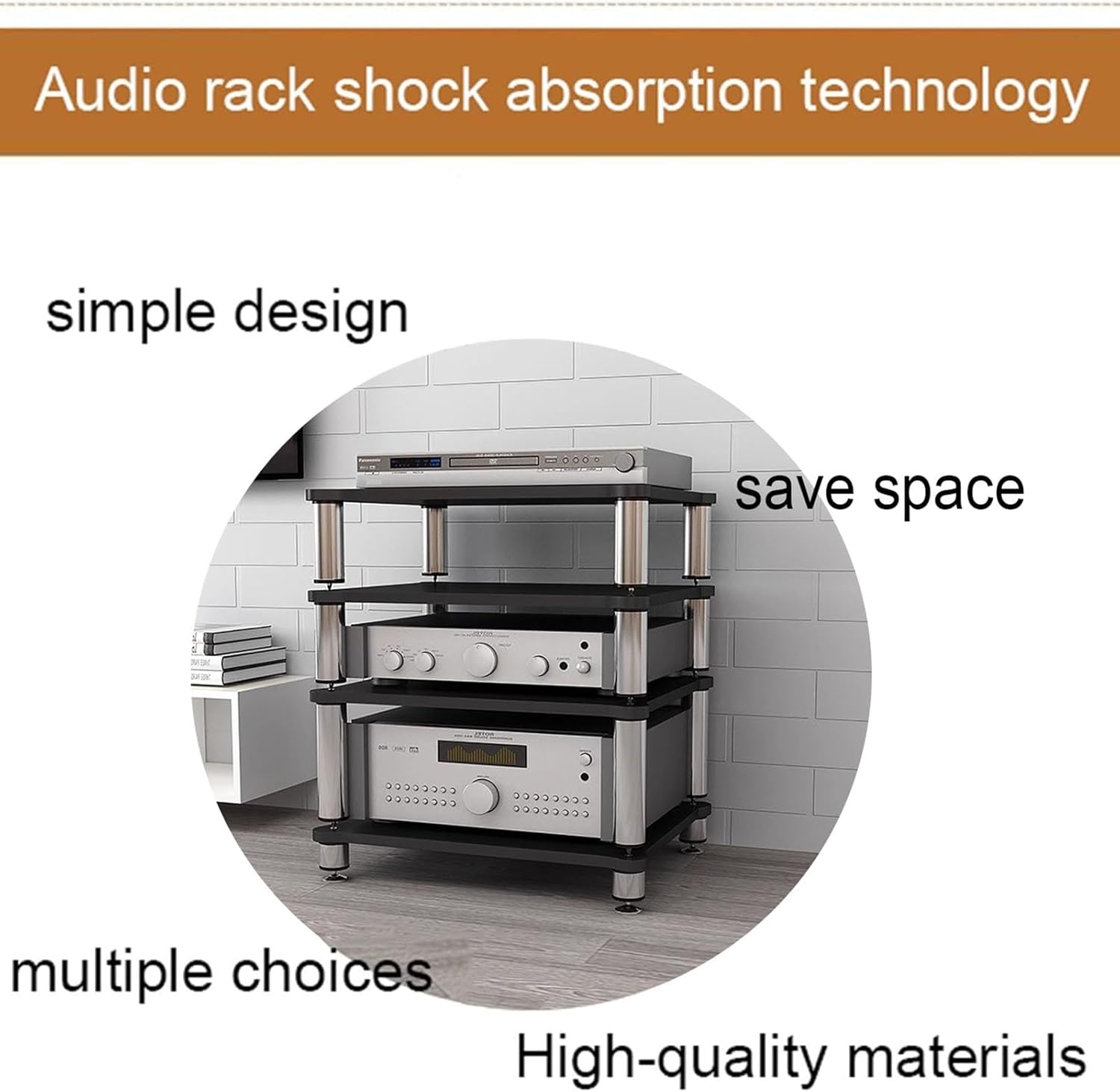 HOFSSI 4-Tier AV Media Cabinet Stand Component Cabinet