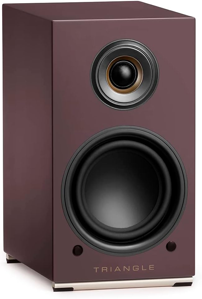 triangle - AIO Twin - Wi-Fi & Bluetooth Active Bookshelf Speakers with 2x50W Amplifier - HD Audio - Phono/Turntable + Optical TV Inputs - 165 x 304 x 235 mm - Purple (Pair)