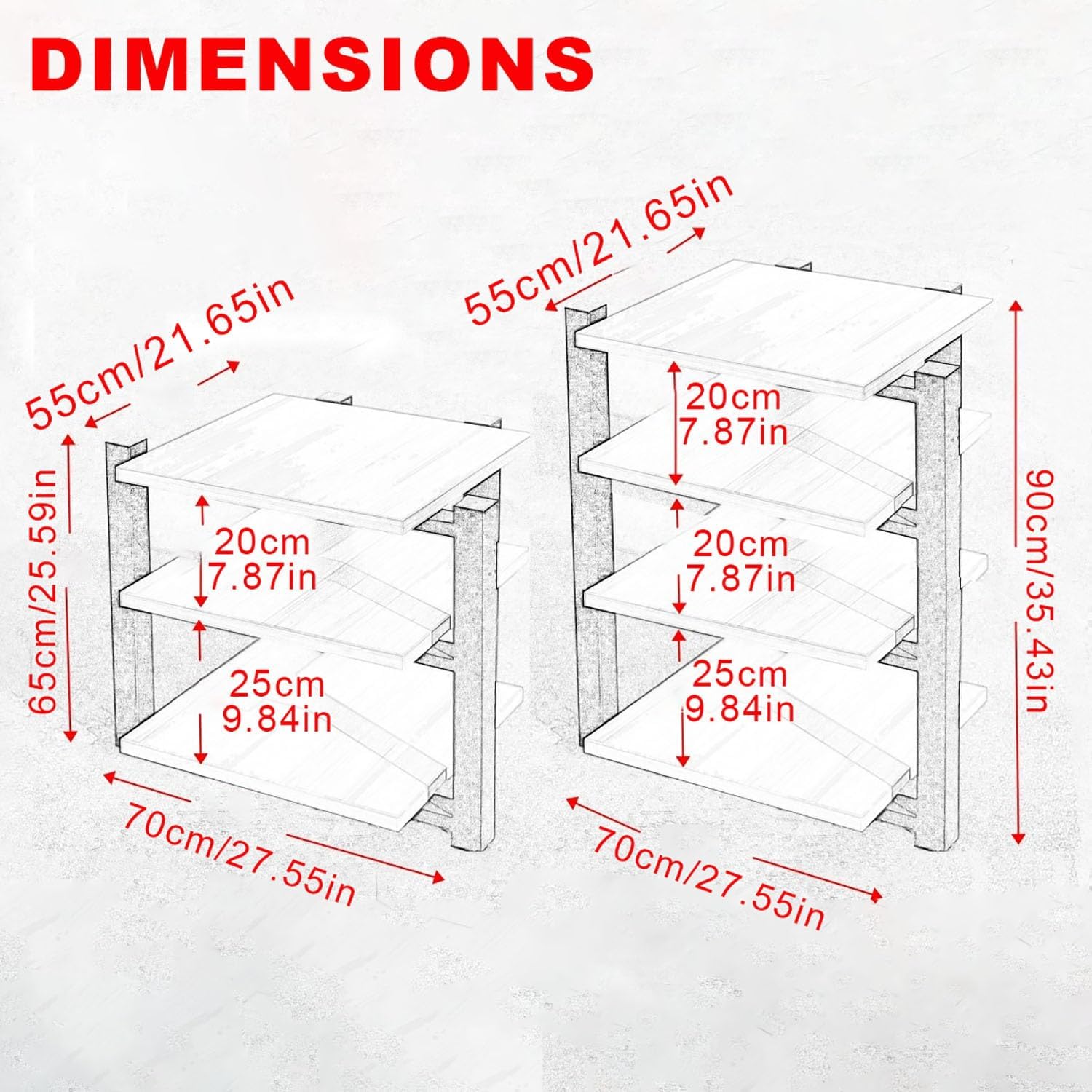 BAYTEWJX Gaming Shelf Floor-Standing Audio Rack Stereo Cabinet Video Media Stand Audio Rack Speaker Display Stand Corner Audio Tower for Gaming Meeting Livingroom Recording Room.(Walnut