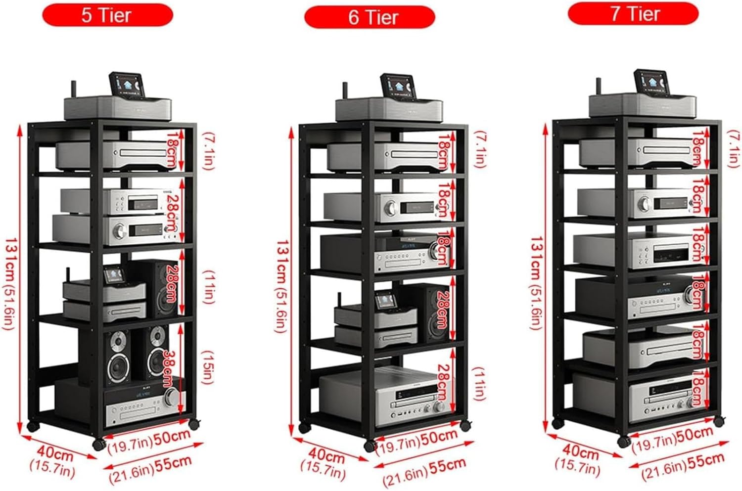 WUHUQN Media Stand Media Stand Audio/Video Component Cabinet
