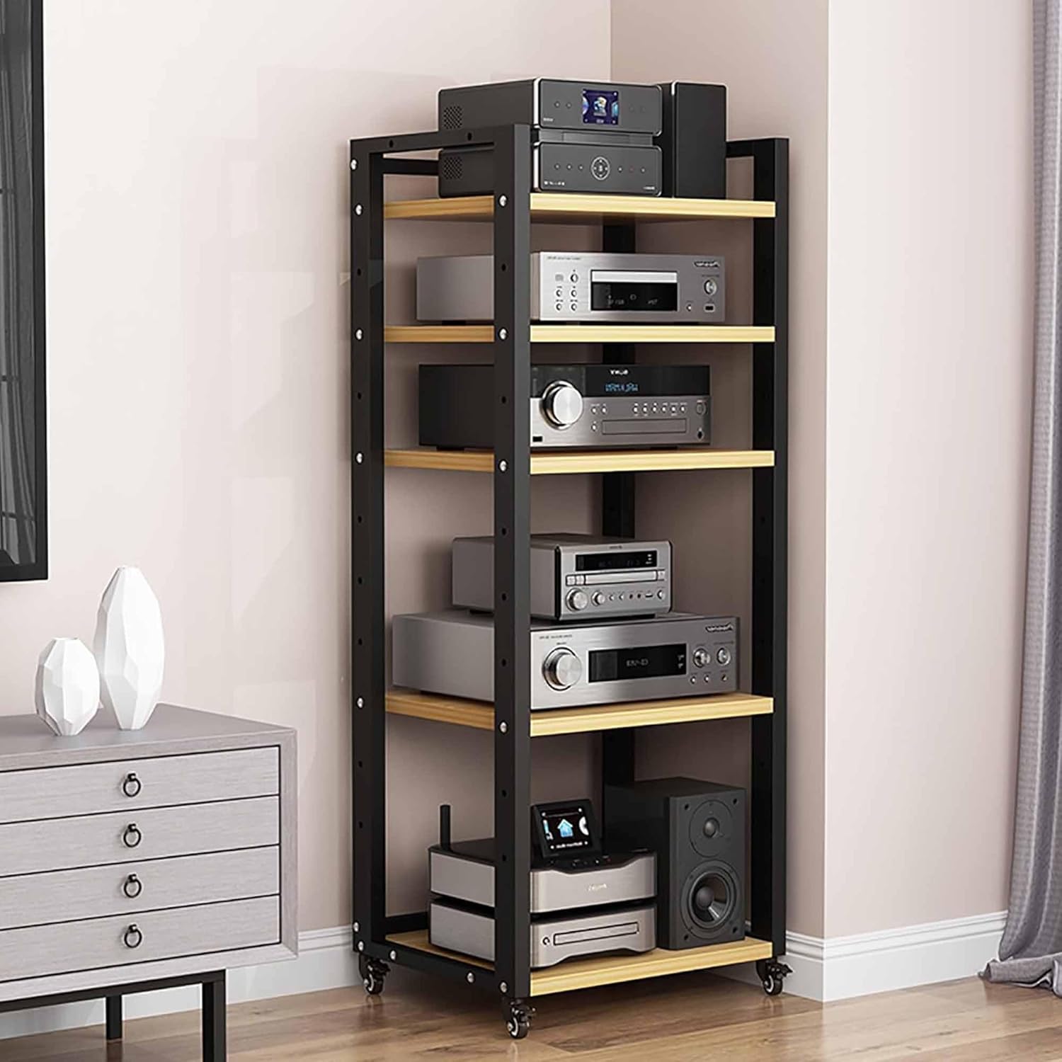4/5/6/7 Tier AV Media Cabinet Stand - 140cm Tall Audio Tower Rack