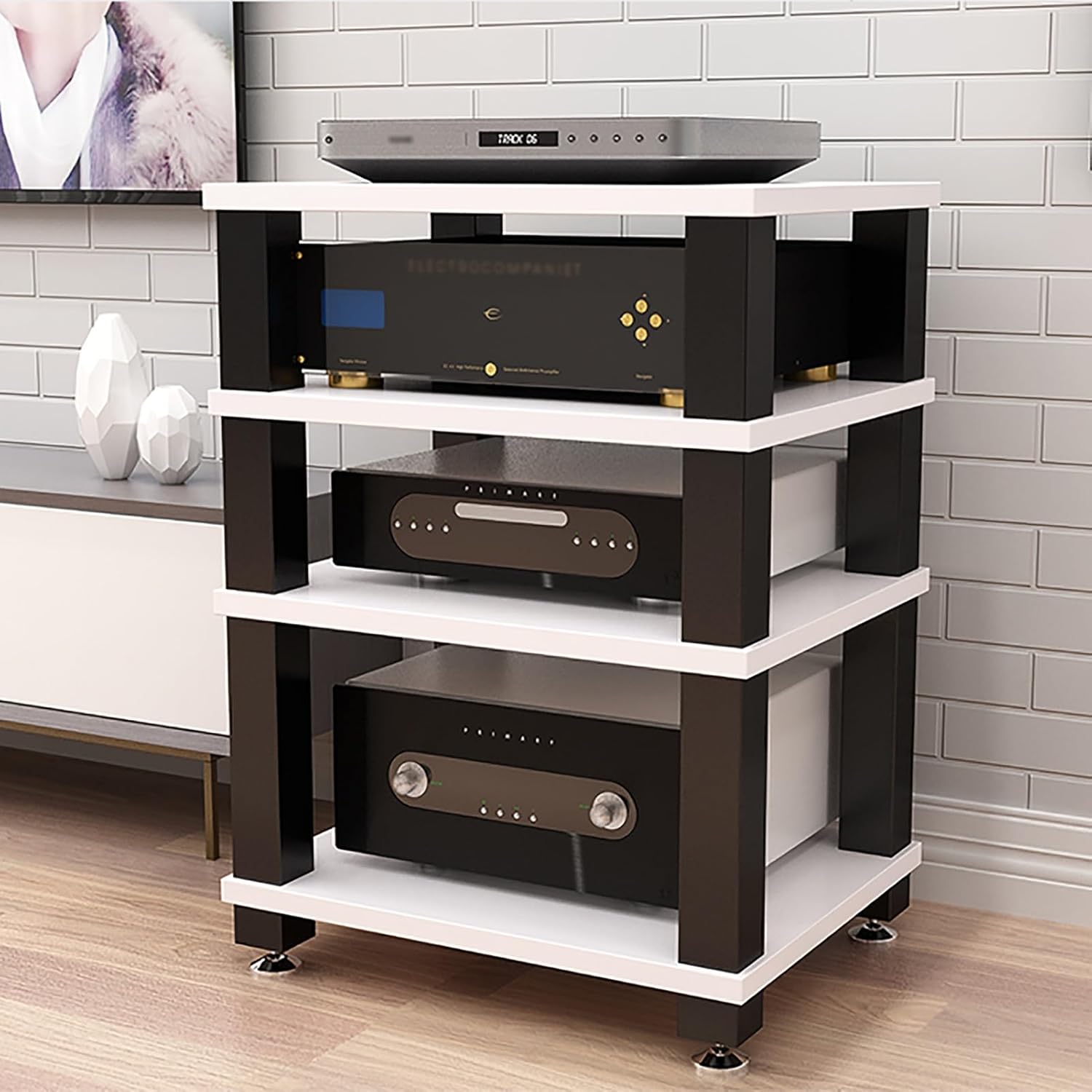 JIAHESHYP 4-Tier AV Media Stand Corner Shelf