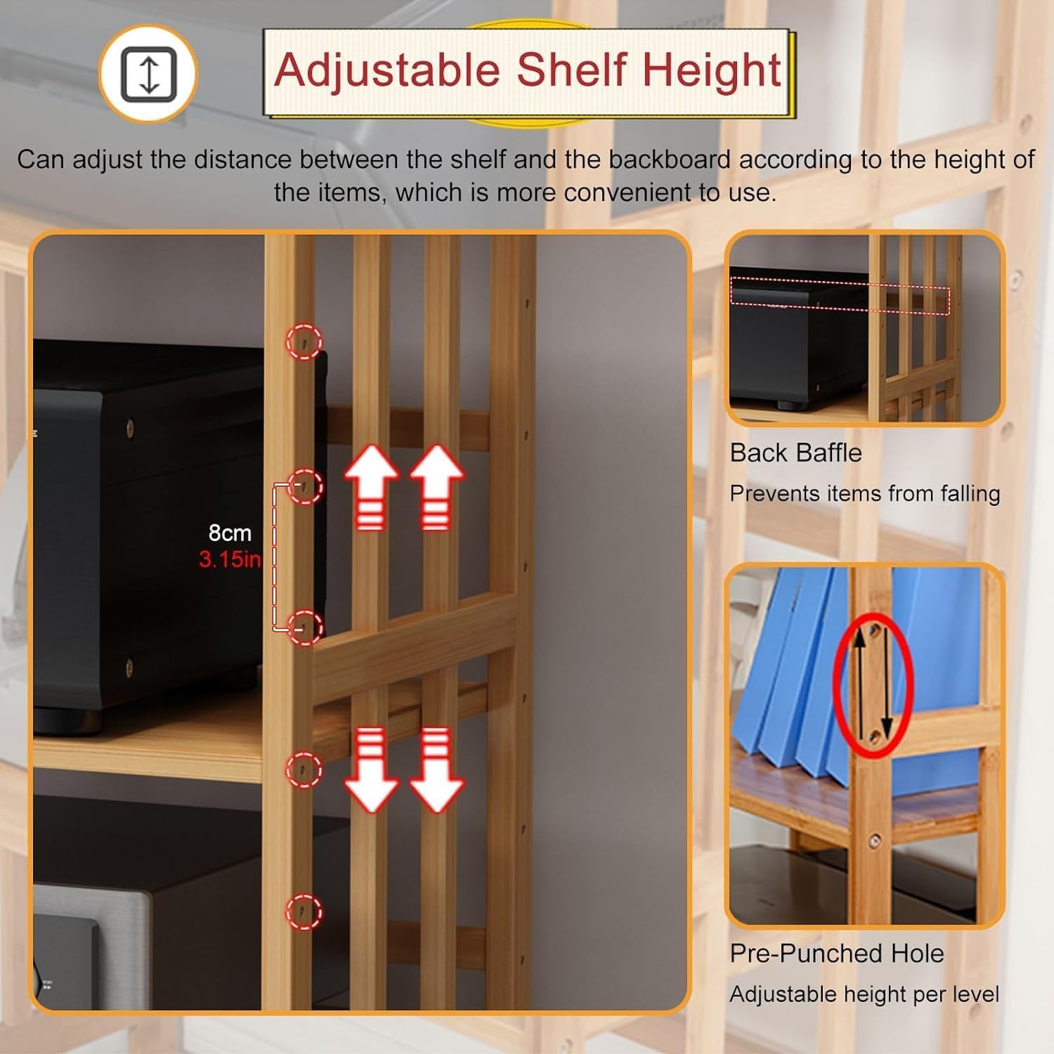 UYCVT Wooden DVD Player Stand Shelf with Movable Turntable Holder 2 Tier Audio Rack Tower for Tv Stereo Media Wall Unit Floating Shelf Corner Shelves for Living Room Or Office -3tier88cm(h)-L80cm