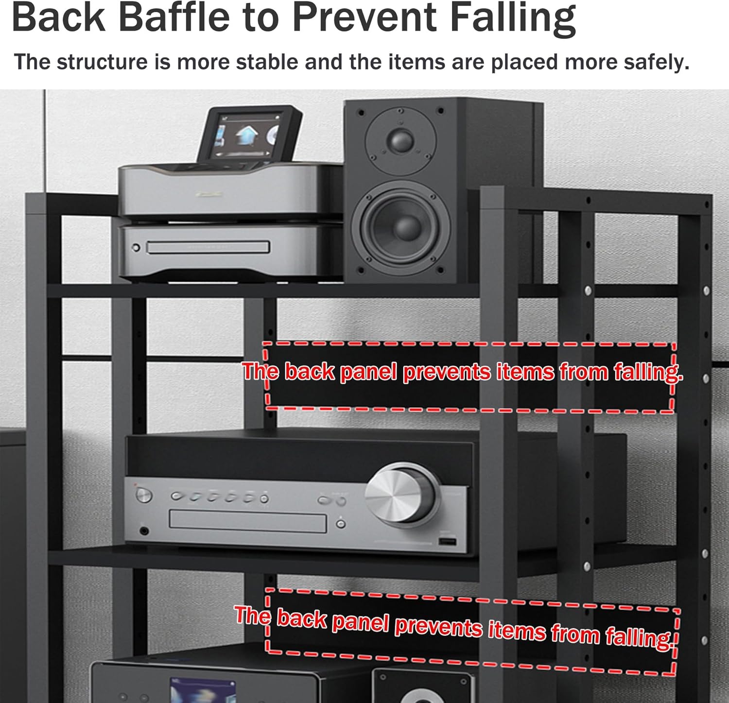 AV Media Stand with Wheels - 3-Tier Audio Rack