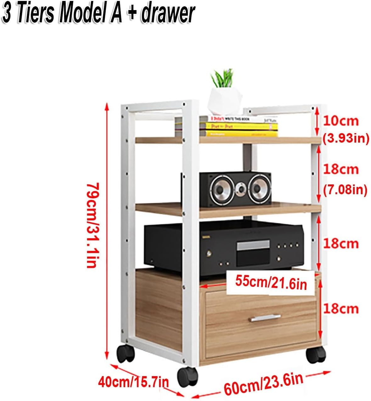 3/4/5-Tier AV Media Cabinet Stand Component Cabinet for Store Cable Boxes