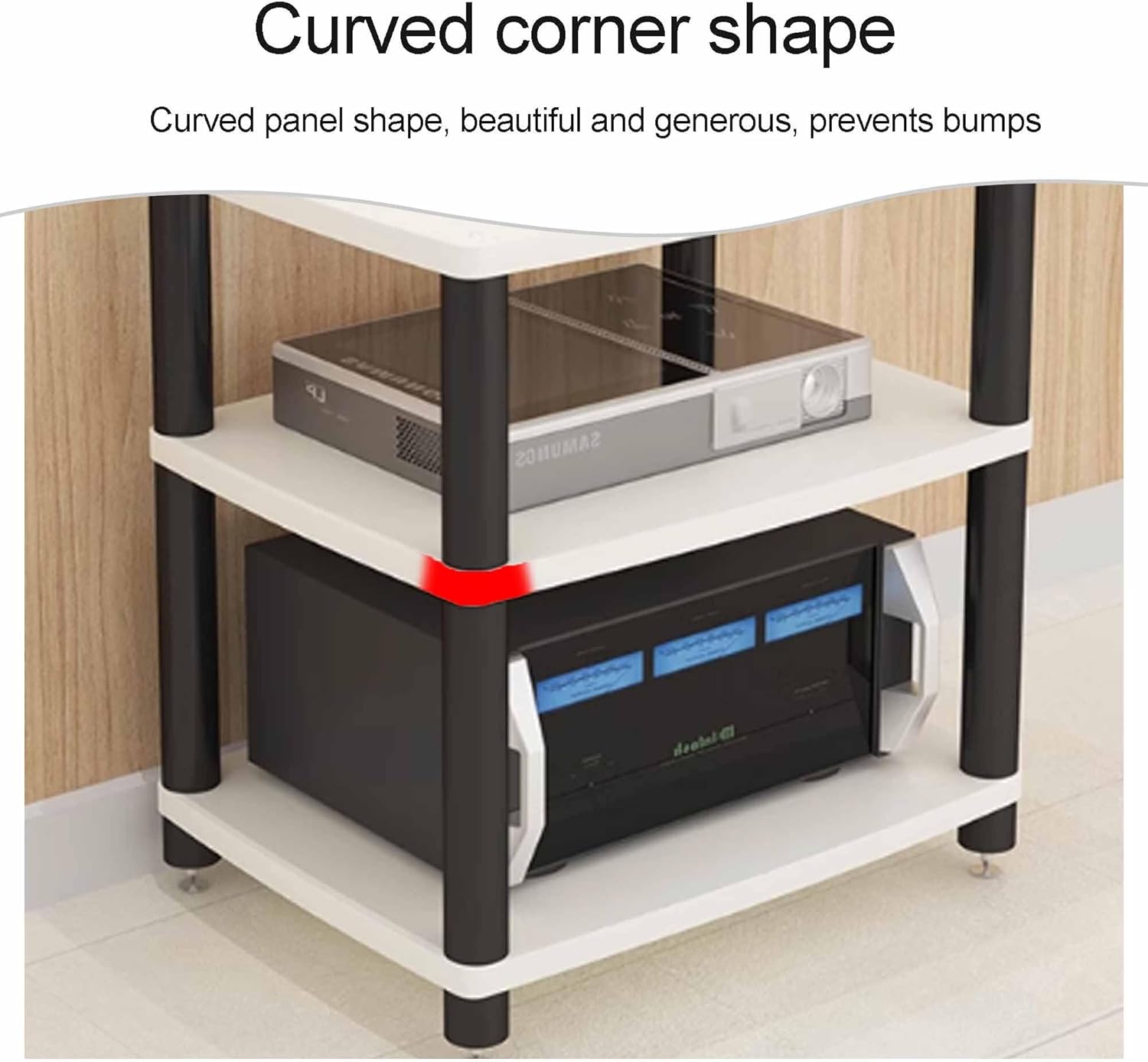 SRDCAIM AV Media Stand audio-video shelving Audio Component Rack Amplifier Rack Shelf Wooden Stereo Cabinet Audio Rack Tower for Recording Room