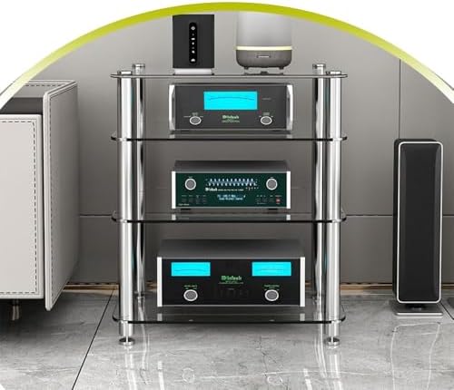 MDYHY 4-Tier Glass Media Stand for AV Components