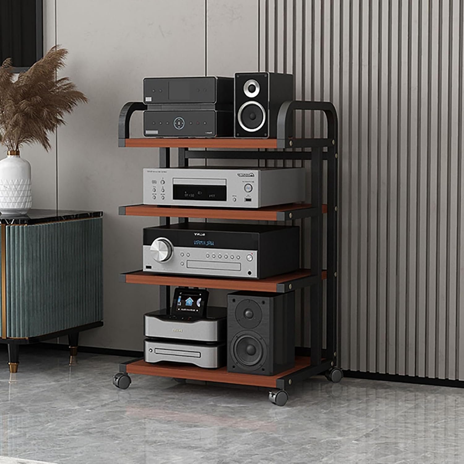 HOFSSI 4 Tier Audio Stand with Wheels