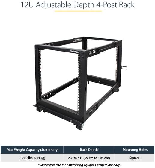 StarTech.com 4-Post 12U Mobile Open Frame Server Rack