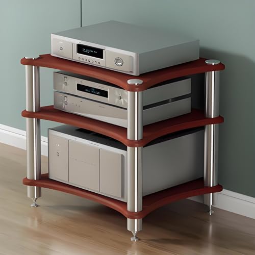 UYCVT Audio Video Media Stand Cabinet - Ample Storage for Entertainment Stereo Components Gaming & Recording Rooms - Stylish Av Storage Solution for Living Spaces-Brown-23.6x18.8x24.4in