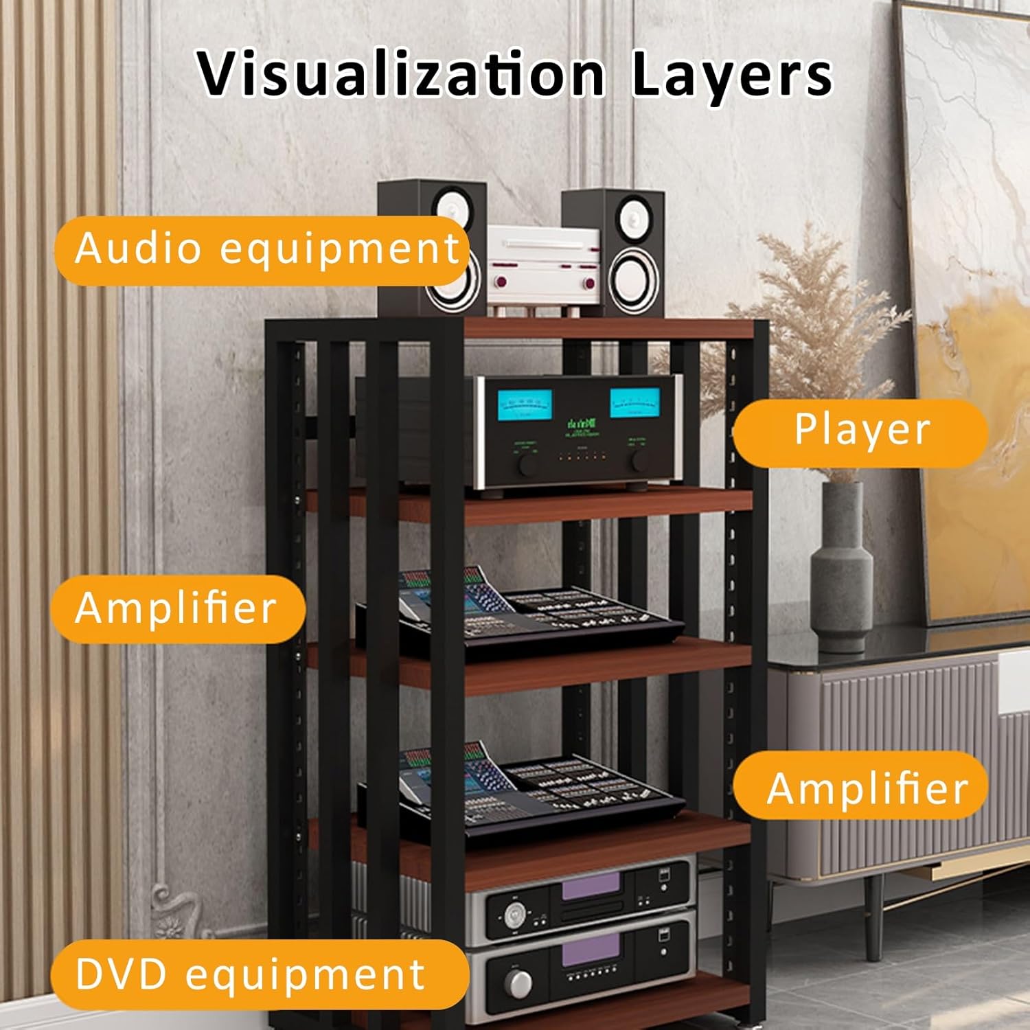POWRZZZY 4-Tier AV Media Stand